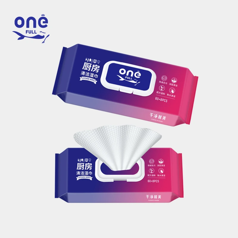 ONEFULL厨房清洁湿巾家用大包装油烟机强力去油去污加大厚湿巾纸