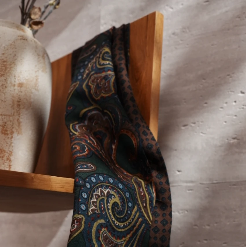 WAC【老粉福利】双层腰果花+波点100羊毛围巾复古花氛围感穿搭单品