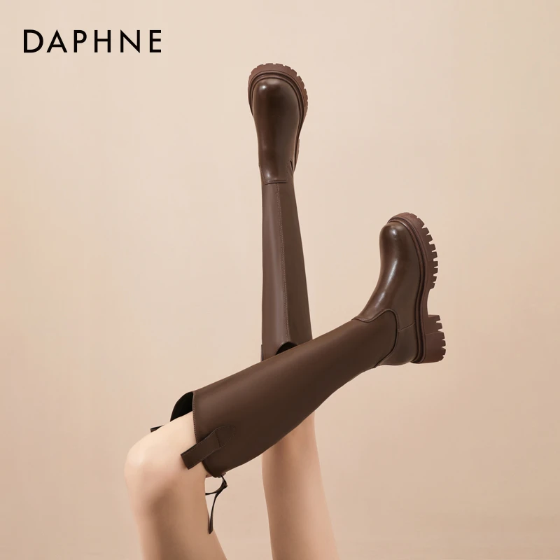 2025时尚后拉链长筒靴女春夏款复古骑士靴厚底增高显瘦高筒靴爆款