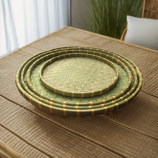 全竹青簸箕竹制品竹匾无孔家用竹筛手工绘画装饰晾晒竹篮竹子编织