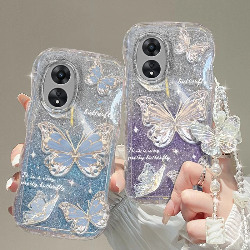 闪粉蝴蝶适用oppoA1pro手机壳oppo保护A1por套5G全包防摔软壳女款