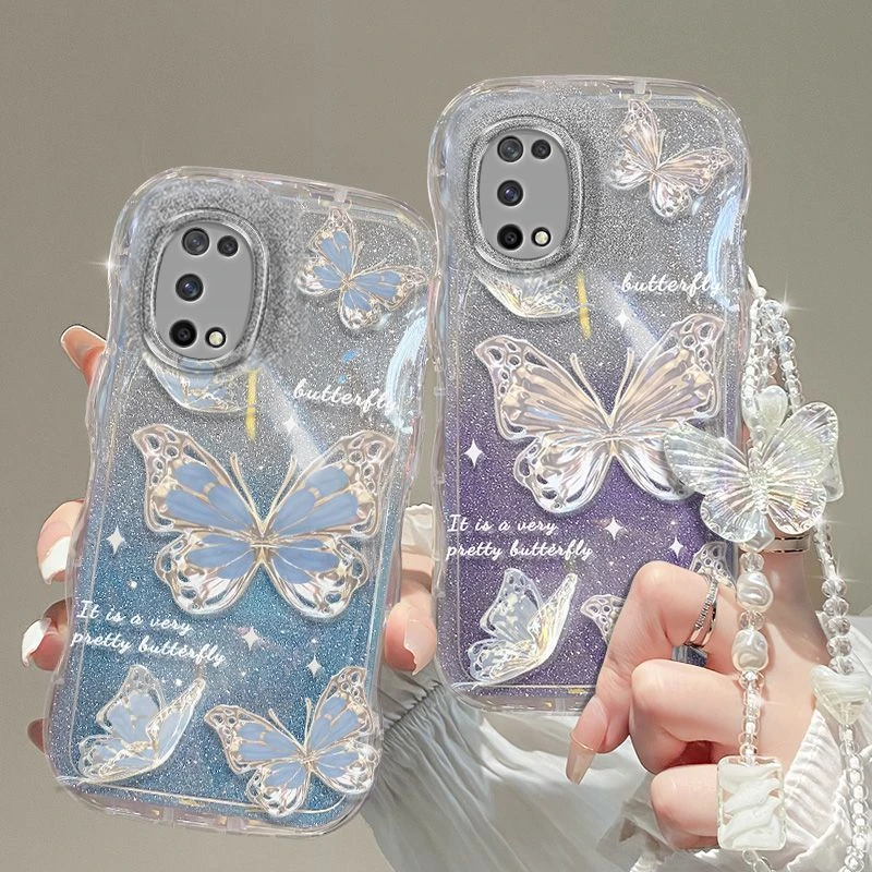 闪粉蝴蝶适用oppoK7x手机壳K7x保护套5G镜头全包防摔软壳女新款潮