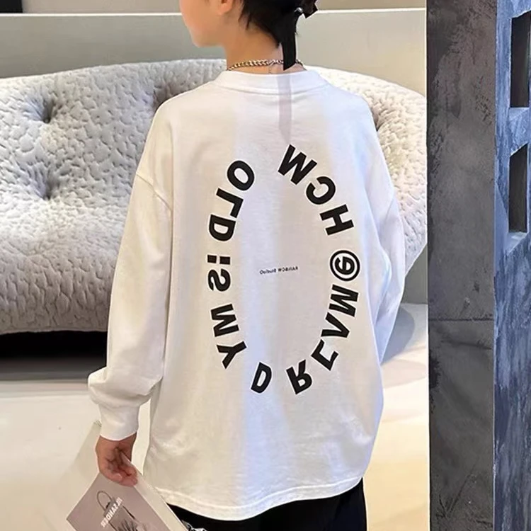 童装纯棉儿童上衣2024秋季新款韩版宽松休闲潮流圆领长袖男童T恤