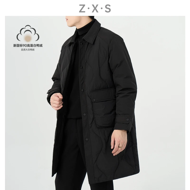 ZG定制（冬季 中长款羽绒服）白鸭绒轻盈黑色时尚百搭羽绒服