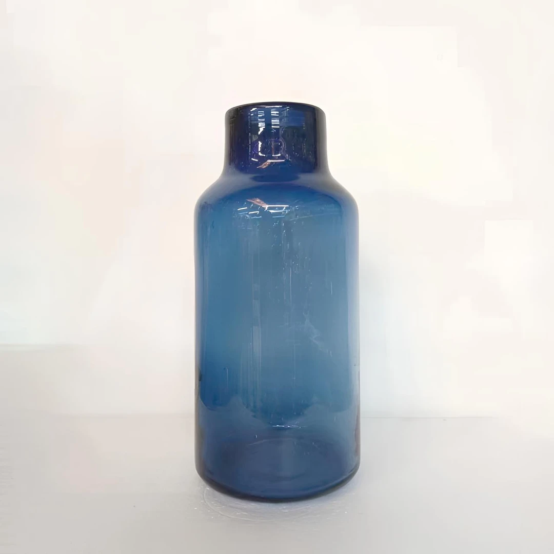 YEMAI 163气泡工艺蓝色马醉木雪柳花瓶