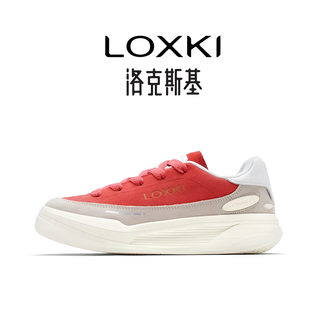 LOXKI/洛克斯基春夏牛皮百搭板鞋时尚休闲鞋厚底复古老爹低帮简约