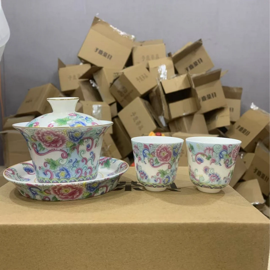 【闪购商品】掐丝珐琅彩大容量三才盖碗+2杯