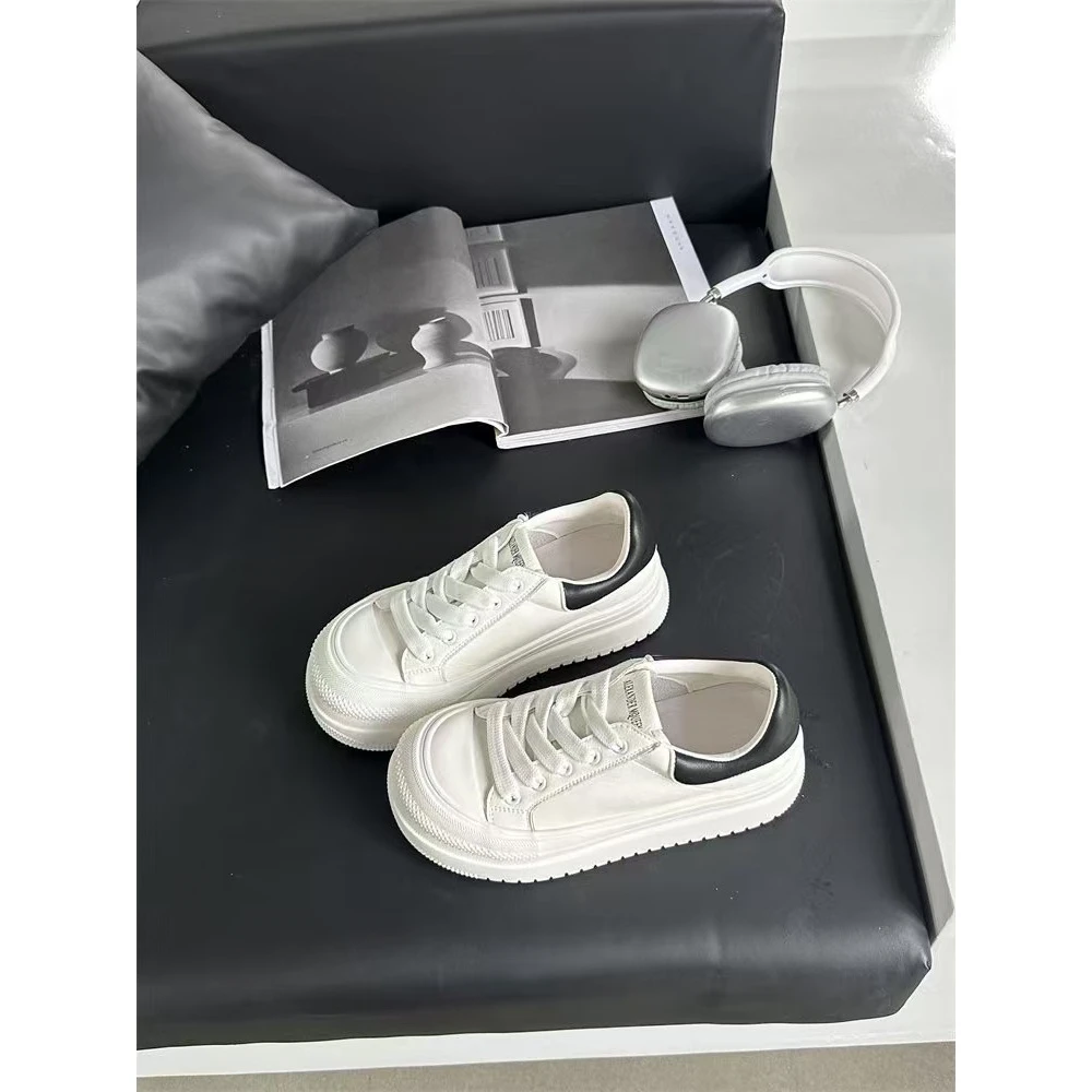 简约休闲鞋时尚厚底增高2024年韩版圆头系带小白鞋女G6-3168-1