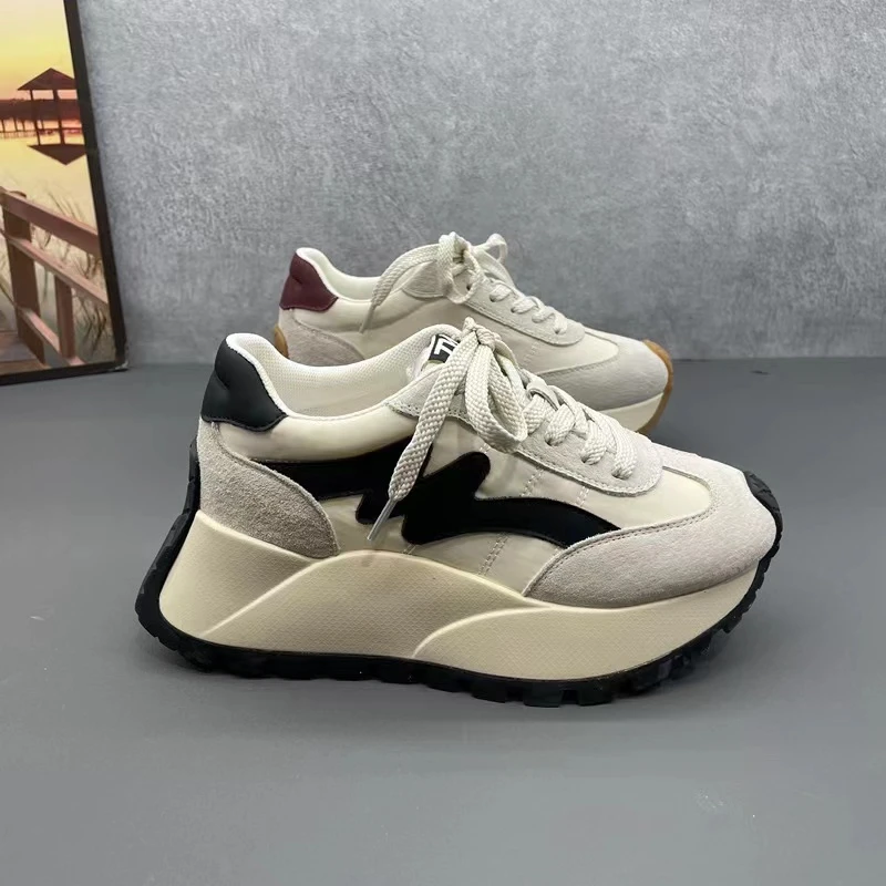 阿甘鞋2024年春秋新款小个子松糕厚底运动休闲老爹鞋女A11-1012