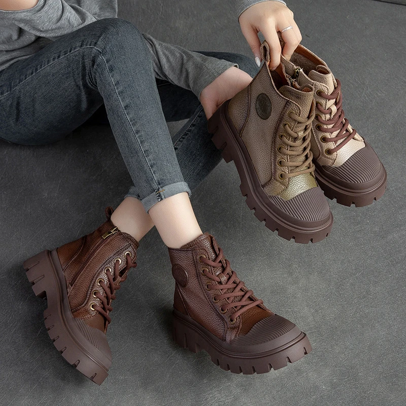 2024新款复古时尚马丁靴舒适短靴圆头休闲皮靴K1-1138