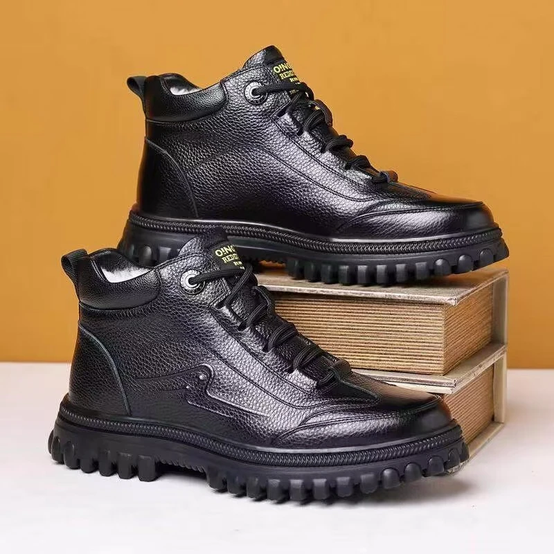 男款冬季加绒加厚保暖防滑厚底高帮爸爸靴2587