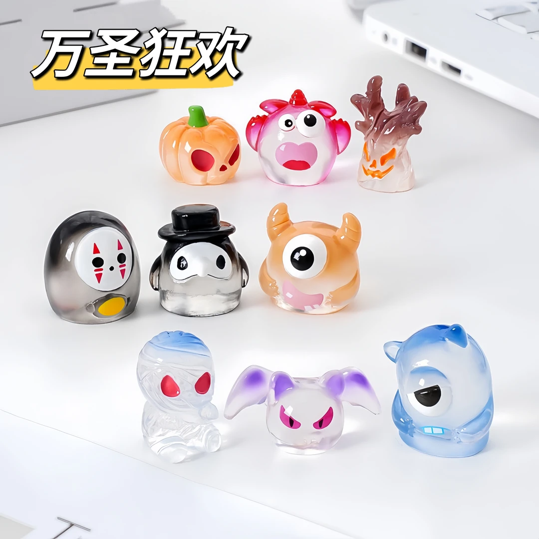 万圣节高透版小怪兽摆件创意桌面装饰品迷你配件少女心