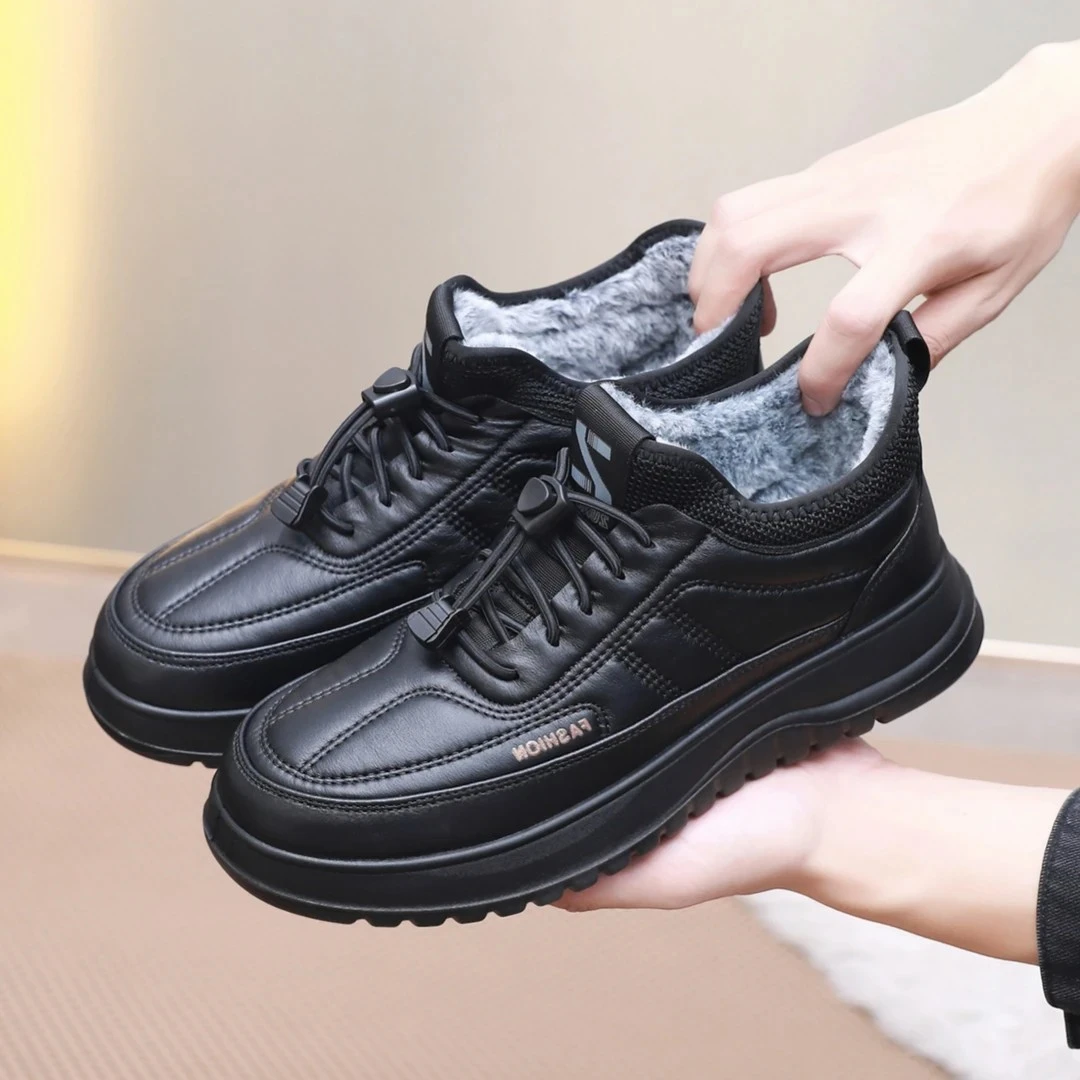 冬季老北京布鞋男棉鞋加厚保暖中老年运动防水厚底防滑加绒爸爸鞋