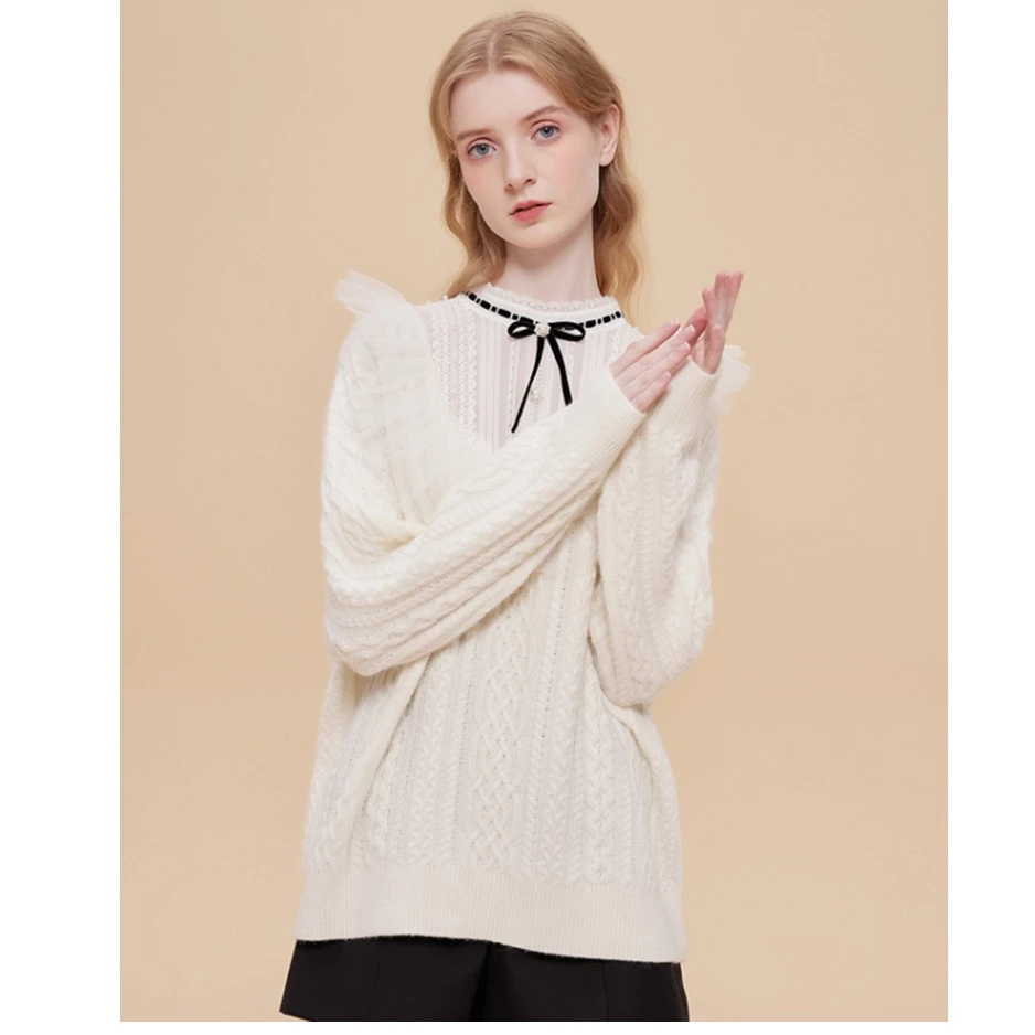 哥文花园 蕾丝编织毛衣女洛丽塔针织衫 CTA3036270