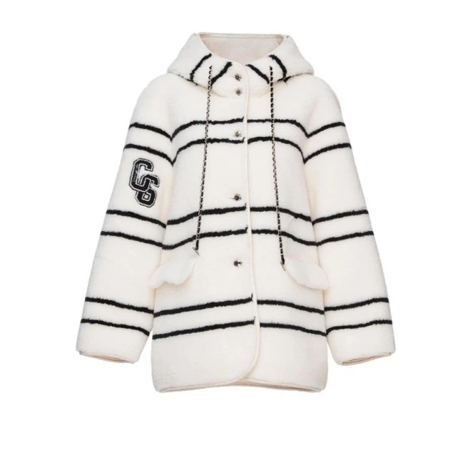 【哥文花园】白色条纹休闲连帽外套女 CTA4325340