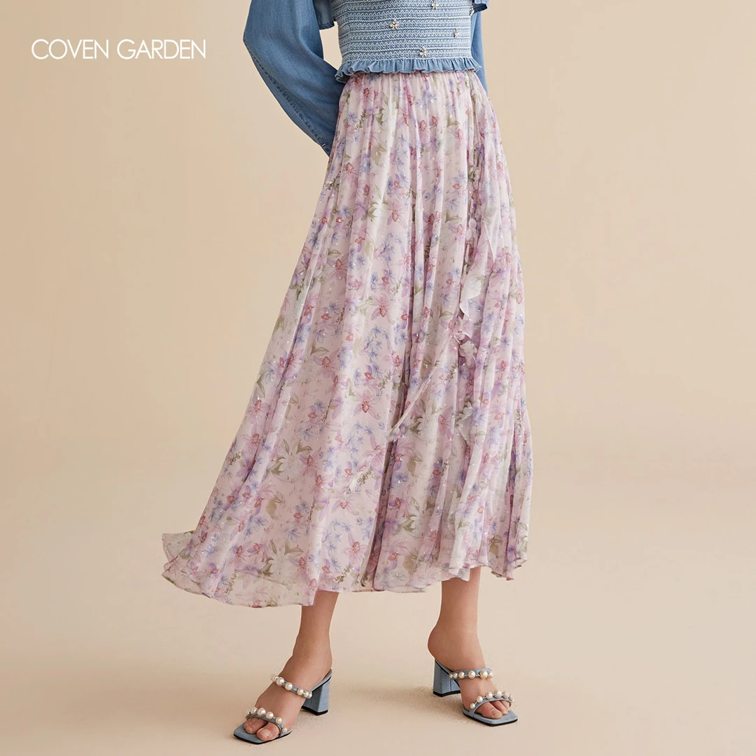 【哥文花园】雪纺碎花仙气a字半裙 CLA2072110