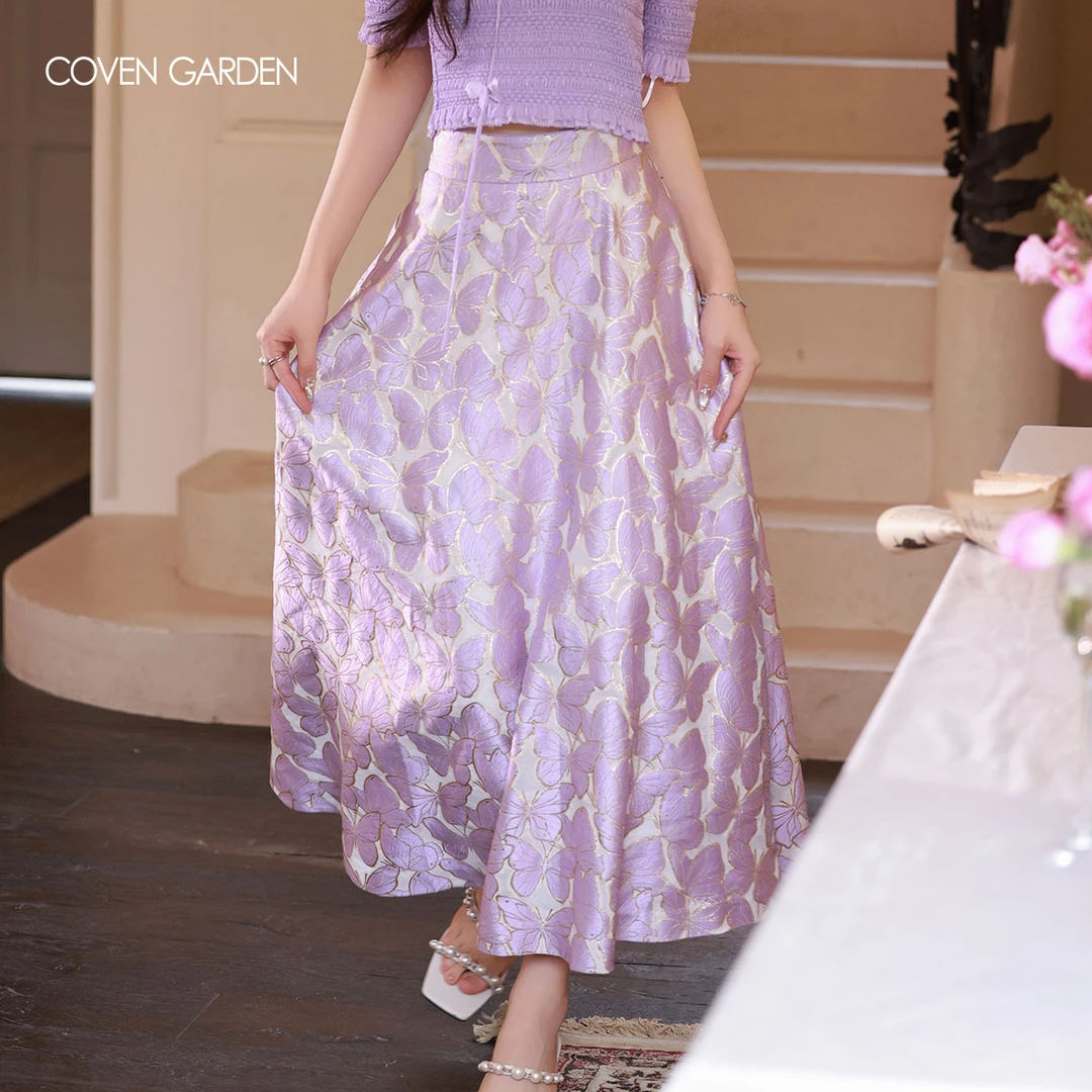 哥文花园 蝴蝶提花a字半身裙 CLA2075180 COVEN GARDEN