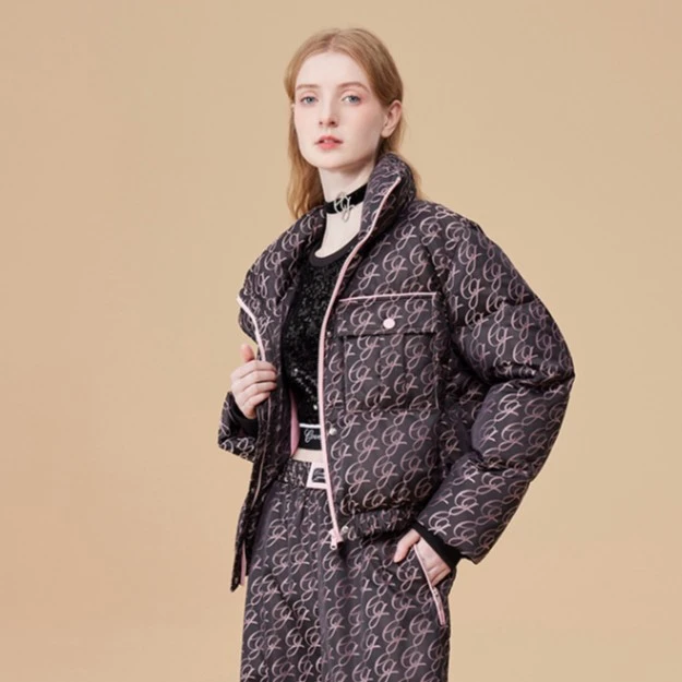哥文花园 摩登短款面包服羽绒服女白鸭绒 CTC3332338