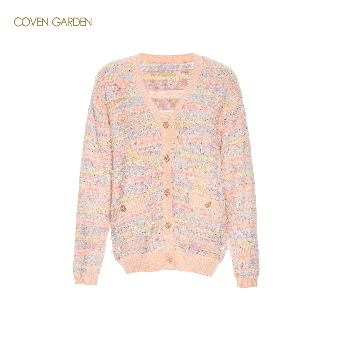 【哥文花园】粉橙双色针织开衫女外套宽松 CLC1031818