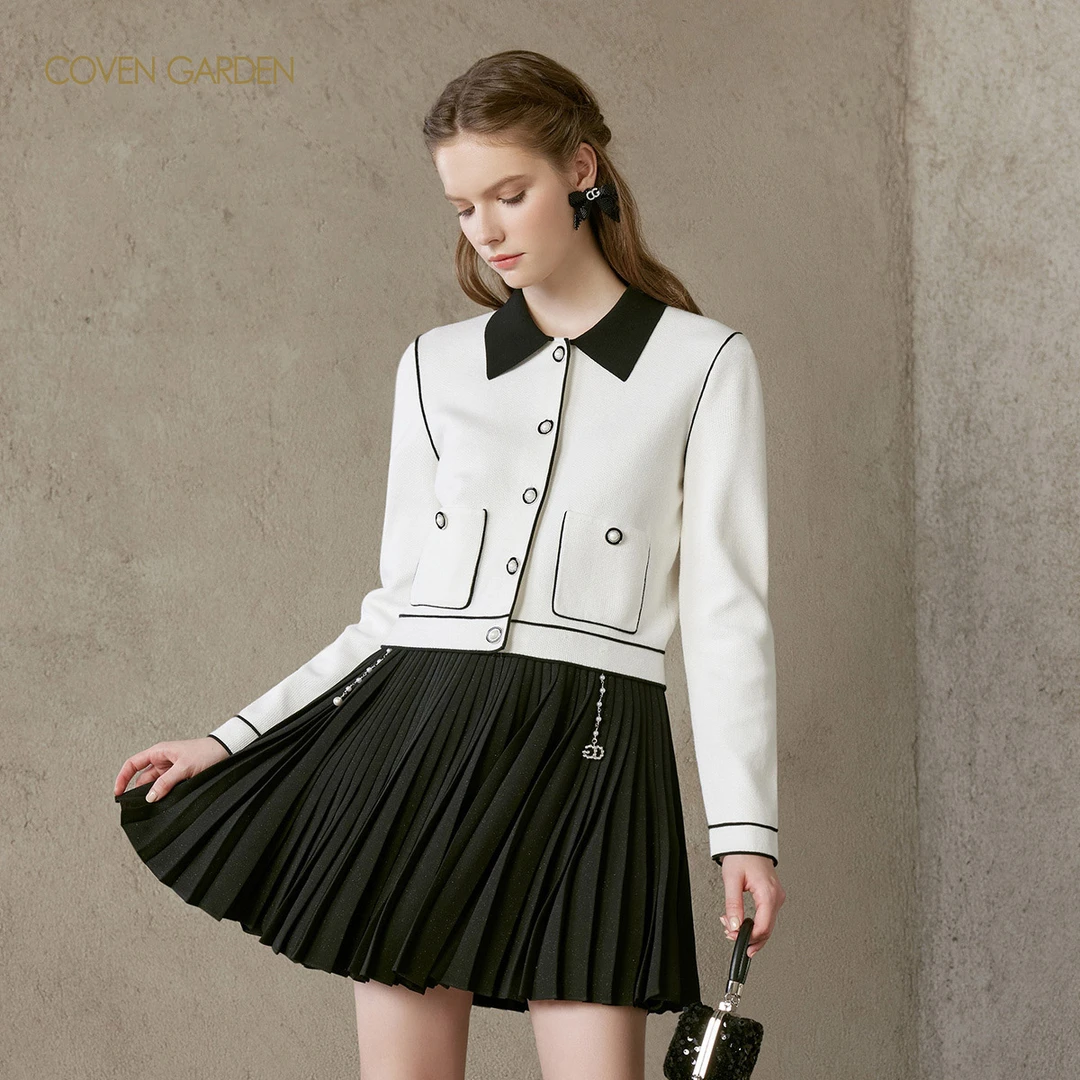 【蜜思仝】23D9黑白撞色小众短外套CTC4032228 COVEN GARDEN