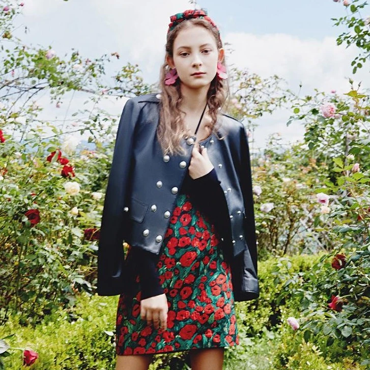 哥文花园高腰设计感印花包臀裙短裙CTC1071398