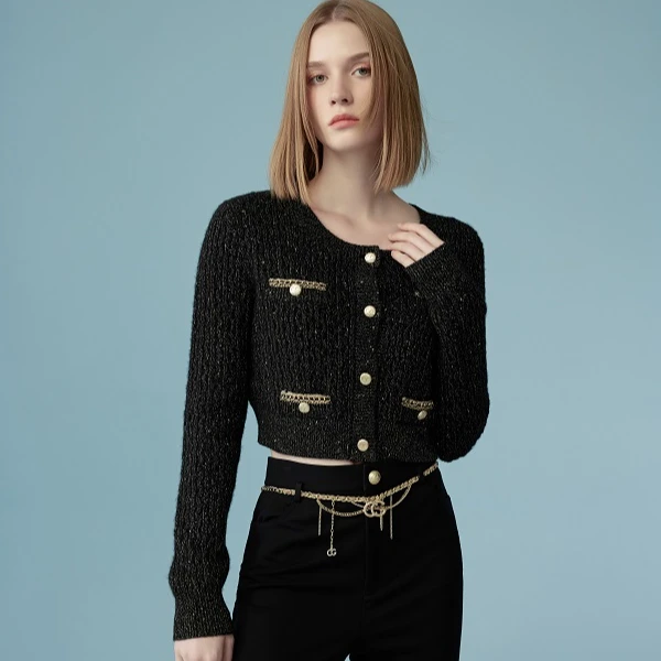 【哥文花园】复古小香风毛呢针织开衫女 CLA1033440