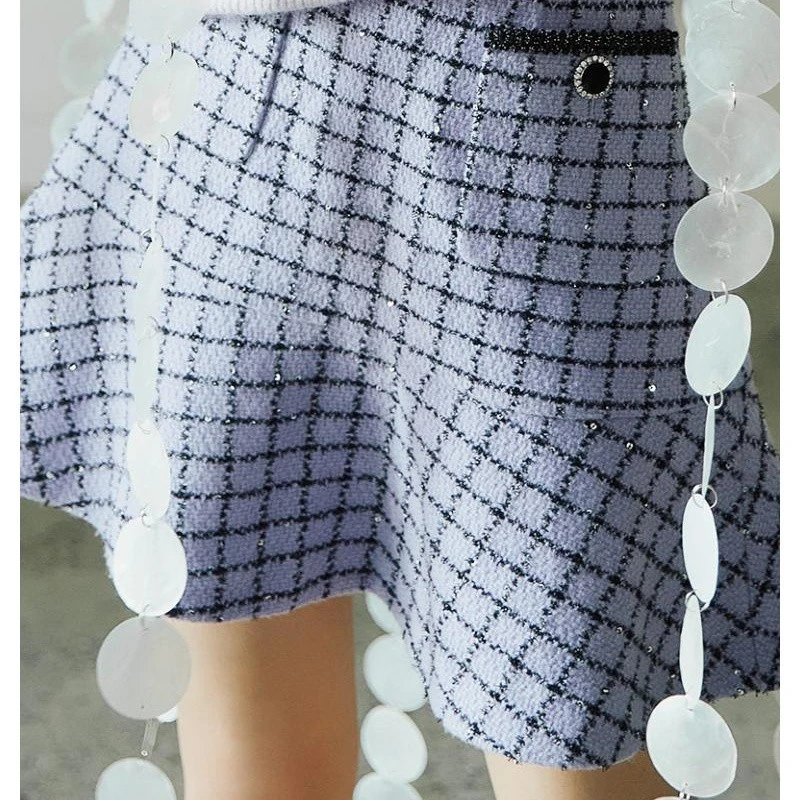 【蜜思仝粉丝专享】哥文花园圈圈呢格子半身裙鱼尾裙CWC4073208