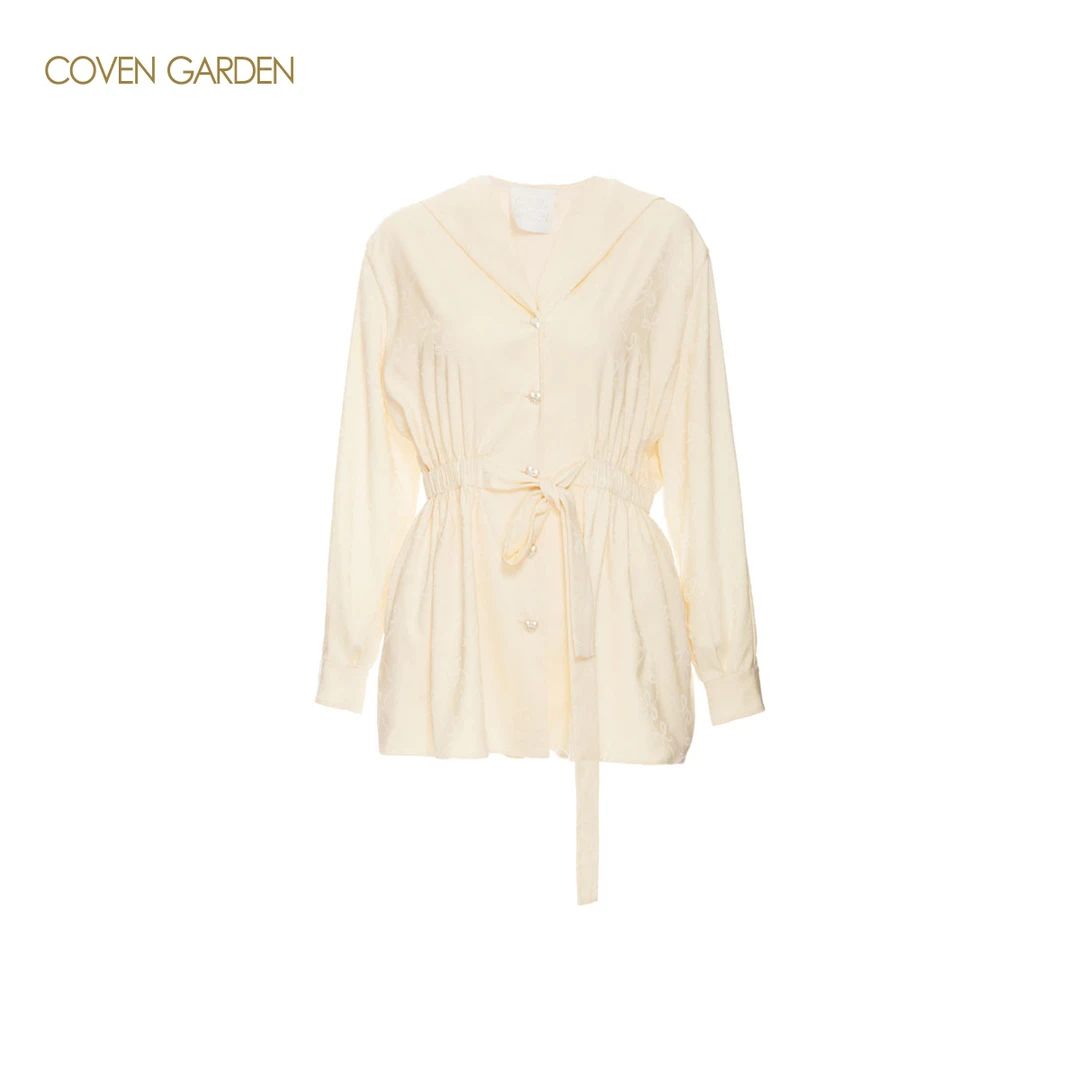 【哥文花园】  春季新款蝴蝶结提花薄款防晒衣外套女连帽CLA204390