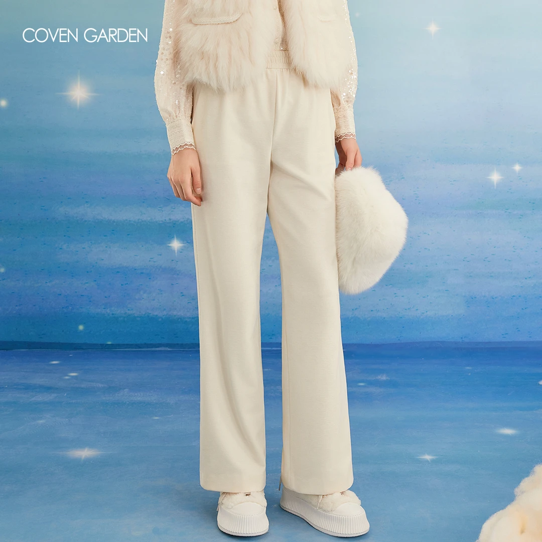 【哥文花园】雪尼尔梭织长裤女阔腿慵懒风 CLA4061240