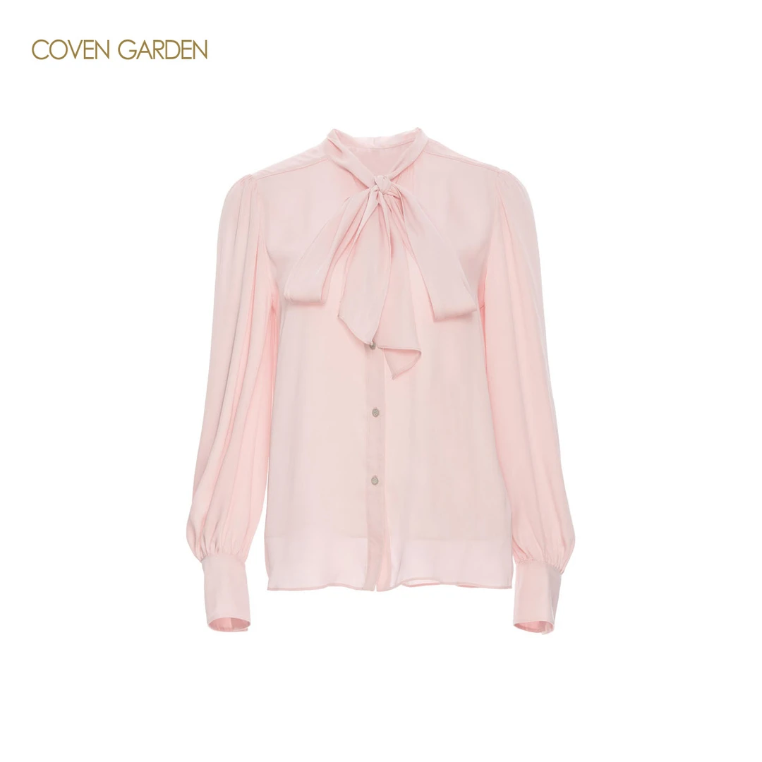 哥文花园 通勤粉色长袖雪纺衬衫女上衣 CLA1011130