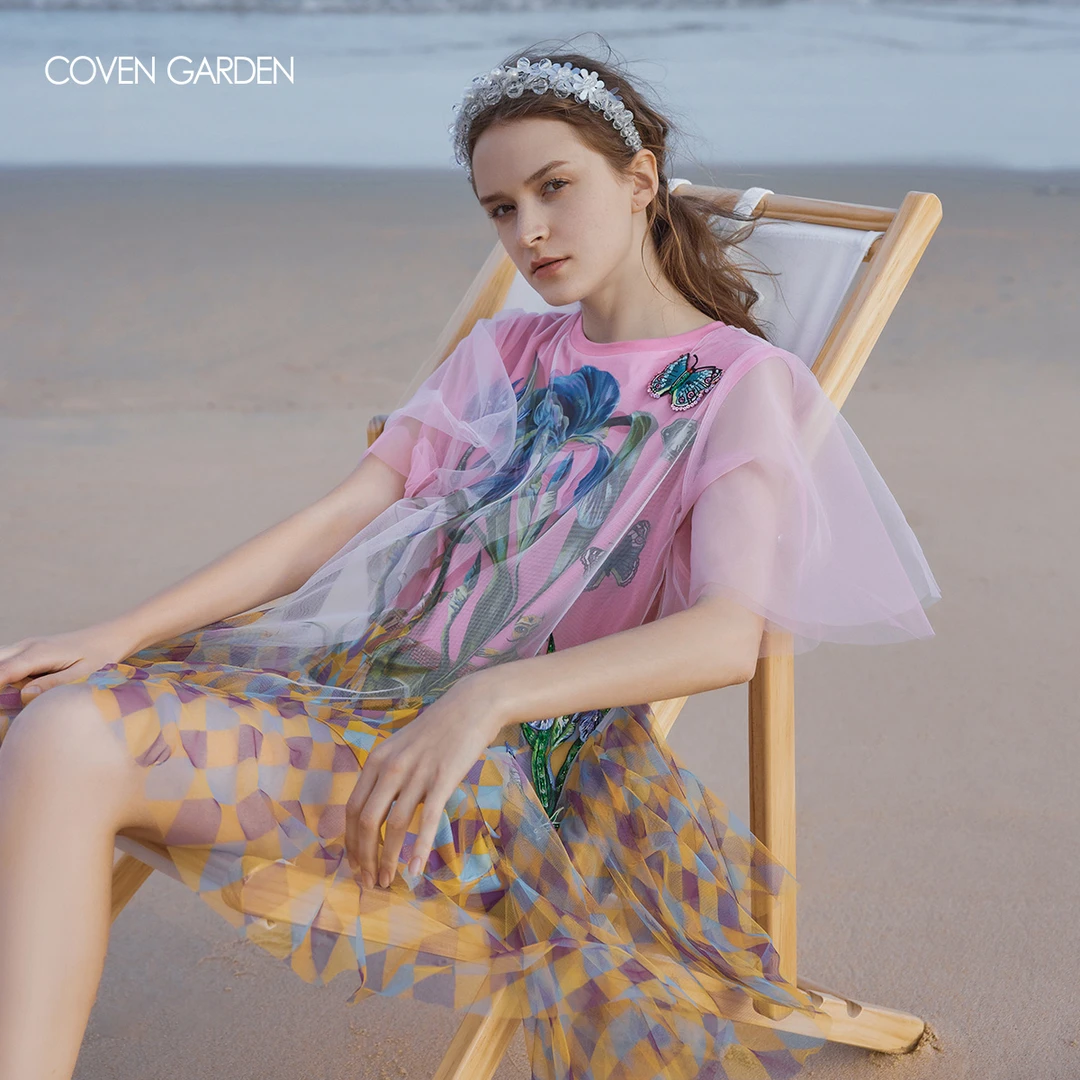 【高高甄选】哥文花园 网纱雪纺连衣裙 CWA2081310COVEN GARDEN