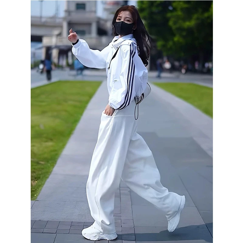 【新店福利】欧货白色休闲运动套装女春秋季2025新款洋气减龄两件套