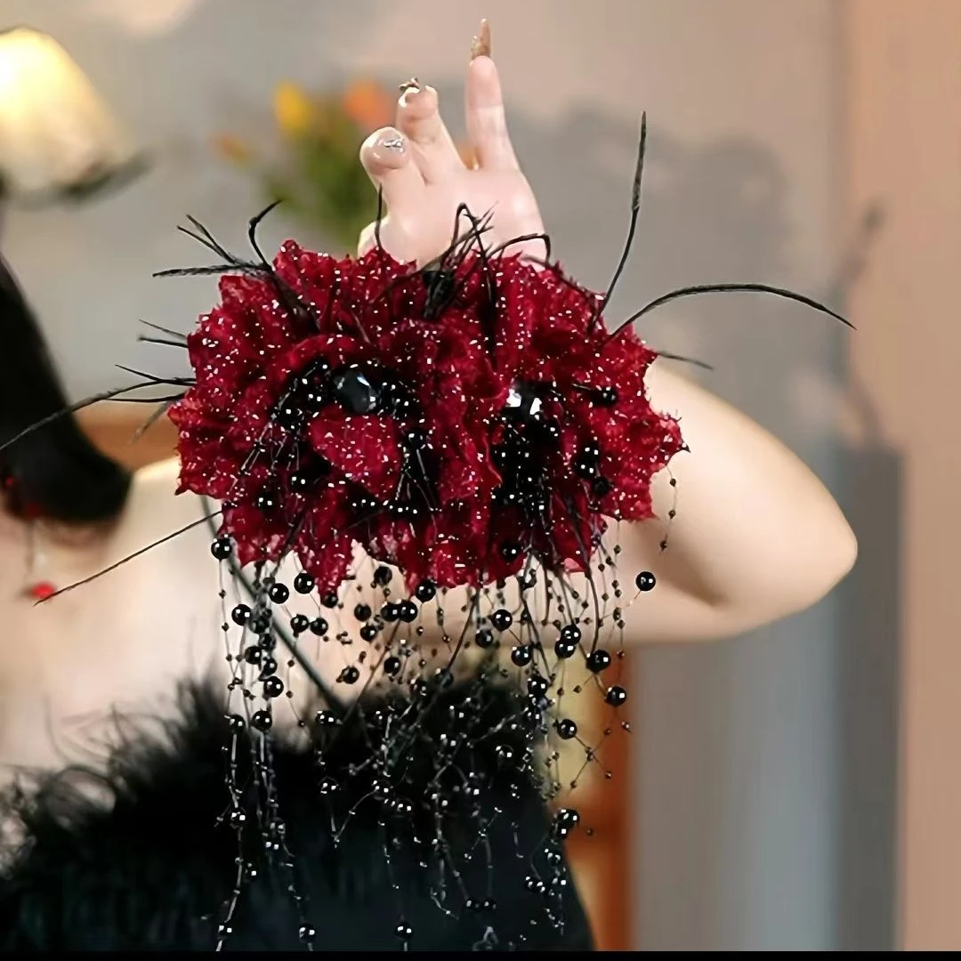 韩式复古港风亮闪花朵抓夹网红百搭时尚大版鲨鱼夹显发量头饰发夹