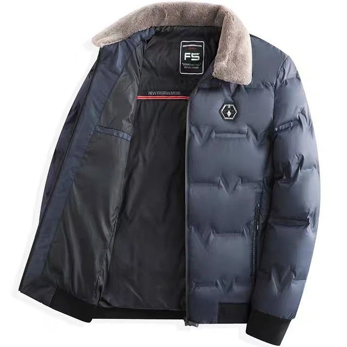 冬季中年男棉袄40到50岁棉服外套爸爸装休闲百搭毛领短款保暖棉衣