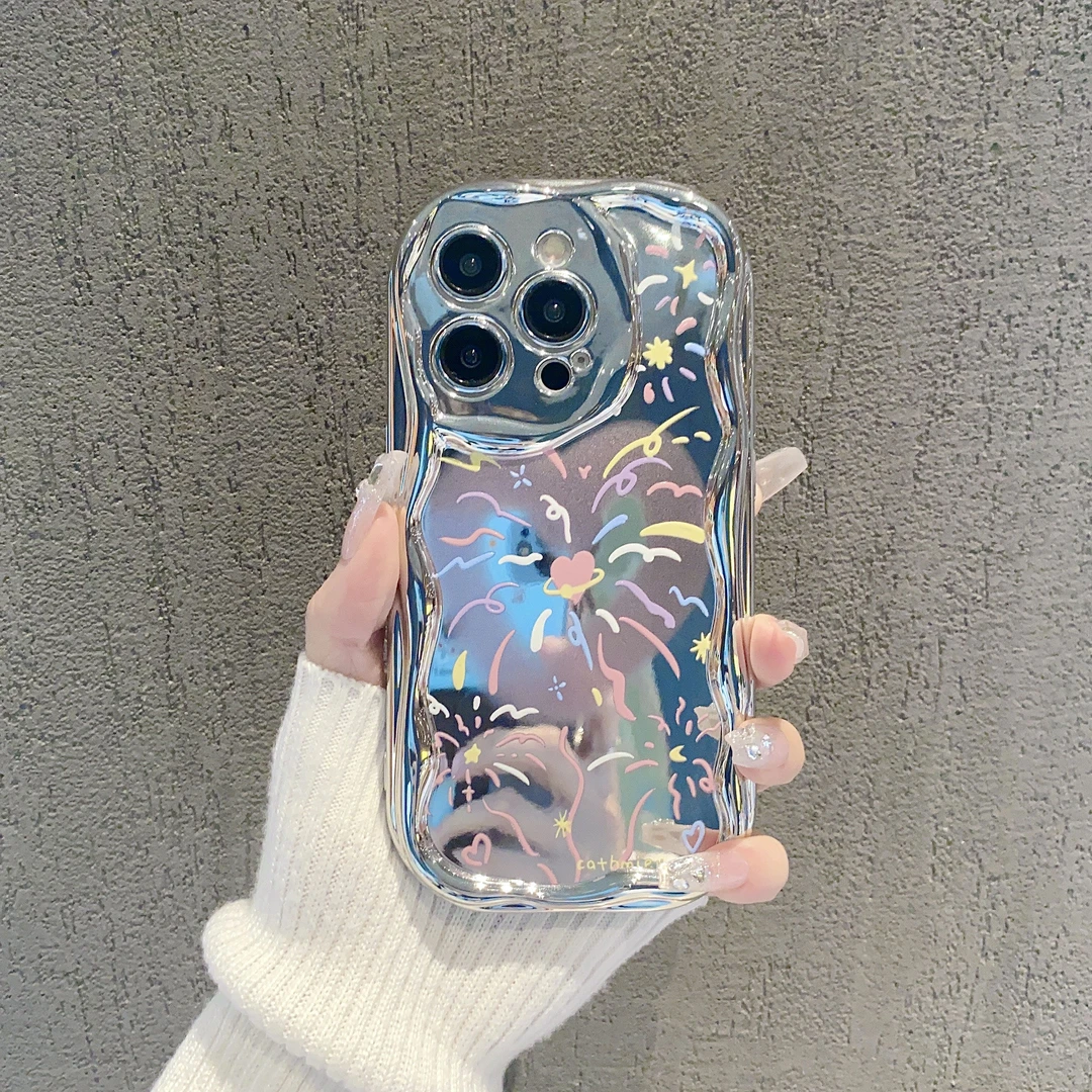 曲边纹电镀适用苹果15/iphone/华为荣耀/OPPO/VIVO/小米手机壳潮