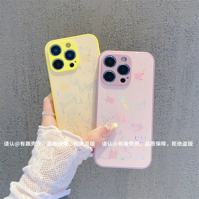 烫金玻璃壳适用苹果16/iphone/华为荣耀/OPPO/VIVO/小米手机壳潮