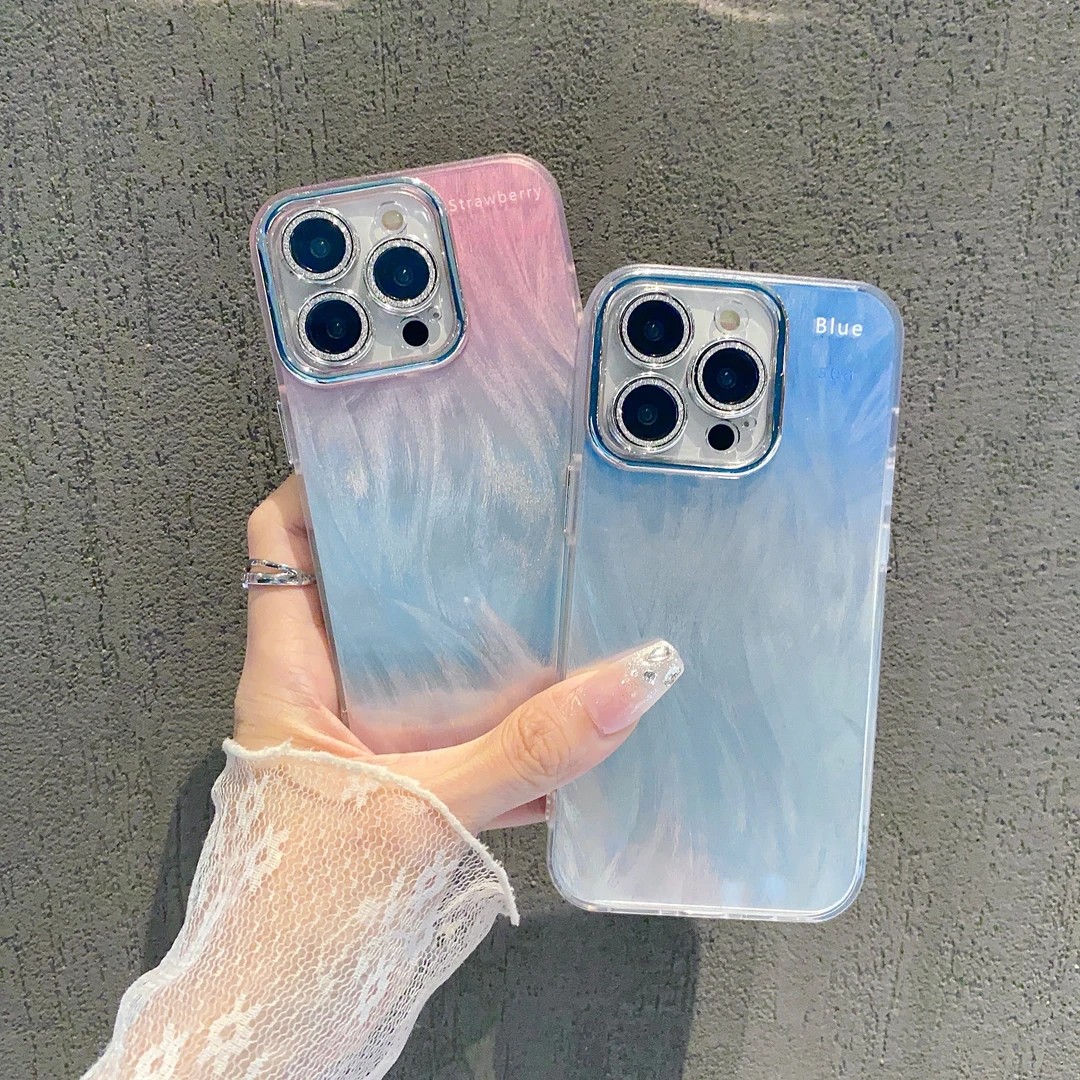 闪粉镜羽纱壳适用苹果15/iPhone/华为荣耀手机壳13ProMax潮mate60