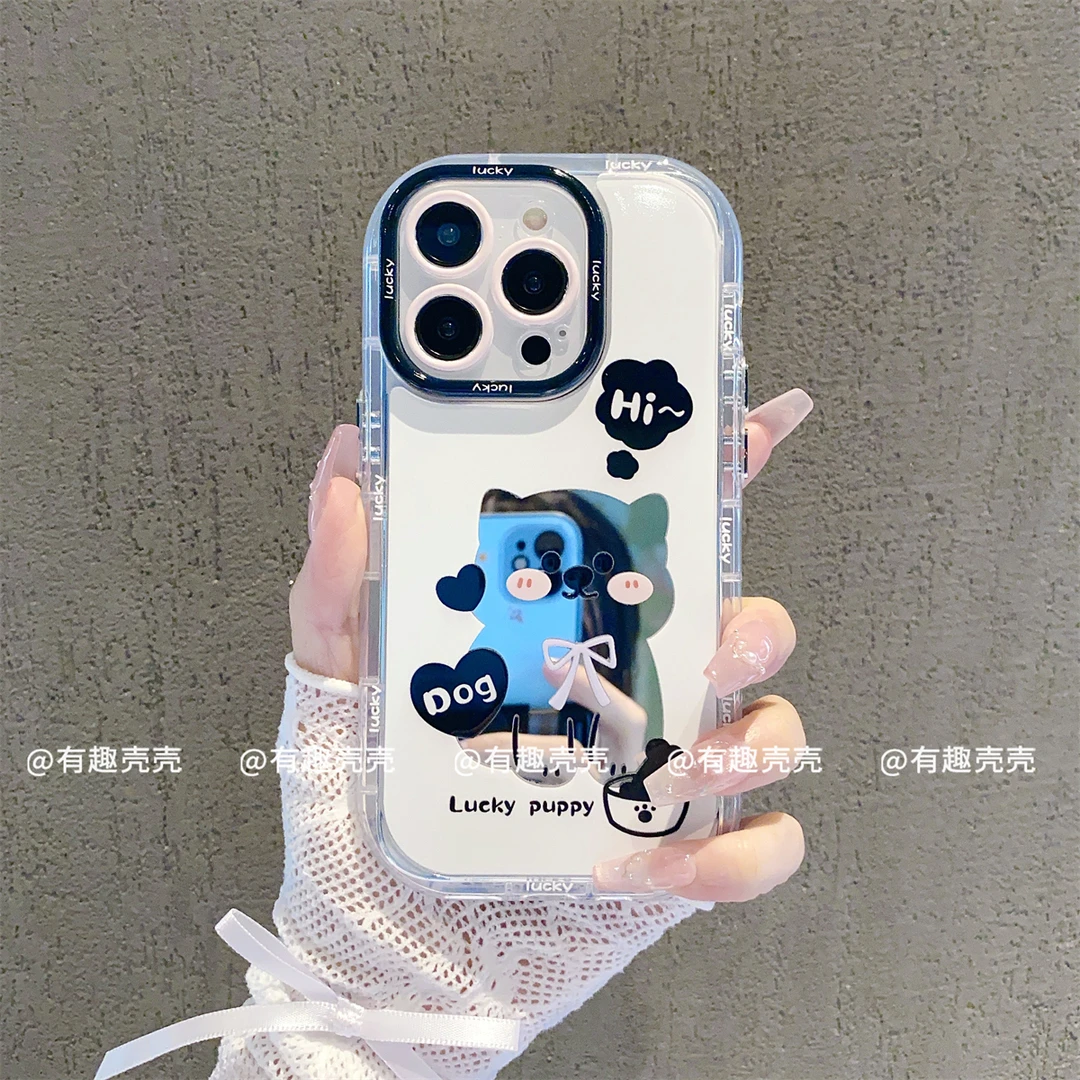 镜面奶油壳适用苹果15/iPhone/华为荣耀/OPPO/VIVO/小米手机壳潮