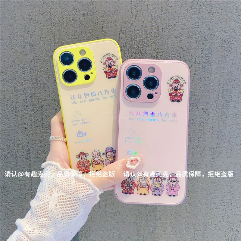 烫金玻璃壳适用苹果16/iphone/华为荣耀/OPPO/VIVO/小米手机壳潮