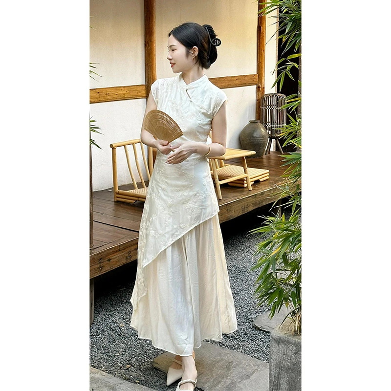 国风提花改良旗袍连衣裙女新中式夏季新款气质修身显瘦高端长裙女