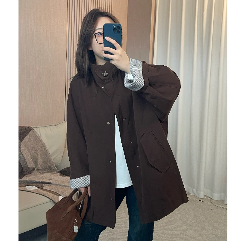 青青·STUDIO〖私服定制〗秋季高品质宽松复古立领风衣外套QS24860
