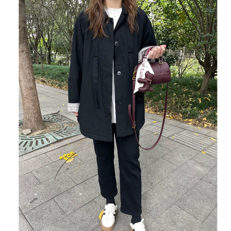 青青·STUDIO〖私服定制〗秋冬复古文艺翻领加棉风衣外套QS25092