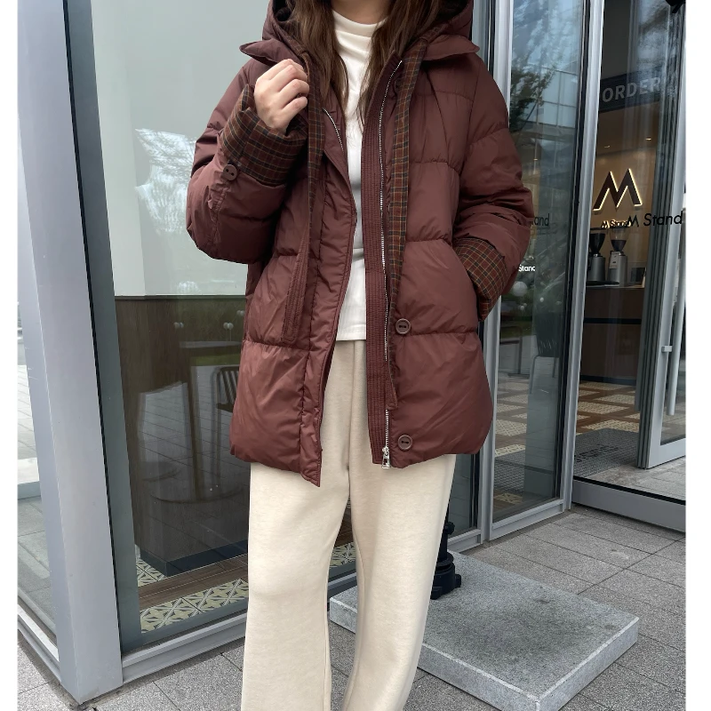 青青·STUDIO〖私服定制〗冬季宽松韩版撞色90白鸭绒羽绒外套QS25122