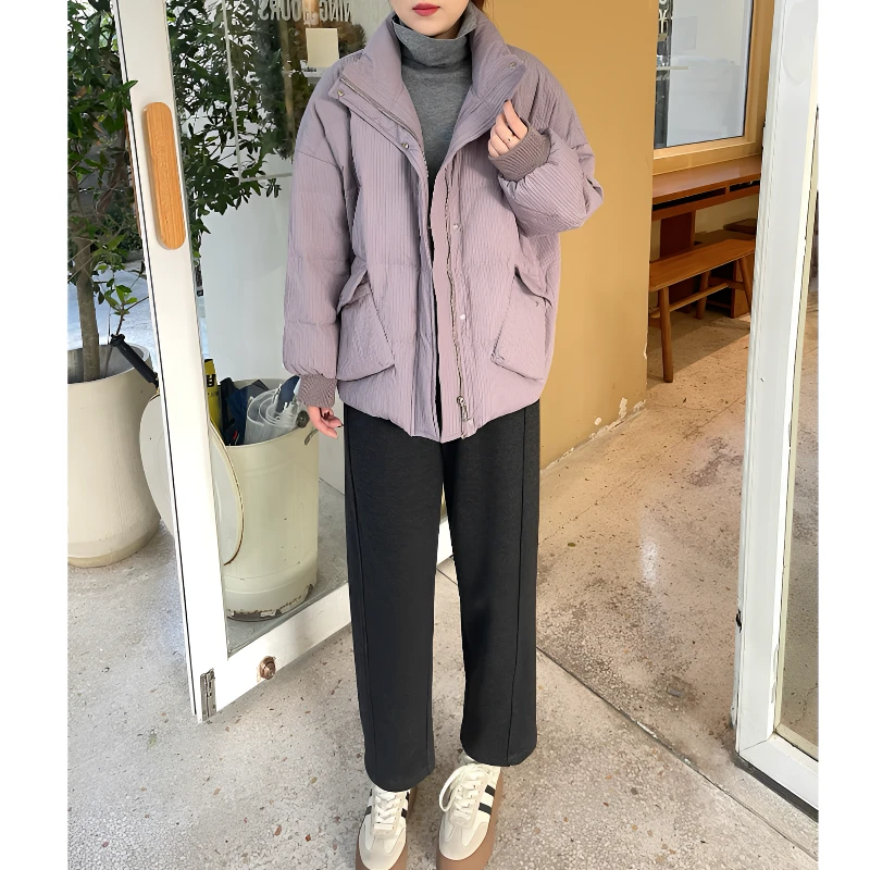 青青·STUDIO〖私服定制〗冬季宽松显瘦纹理大口袋羽绒服外套QS25080