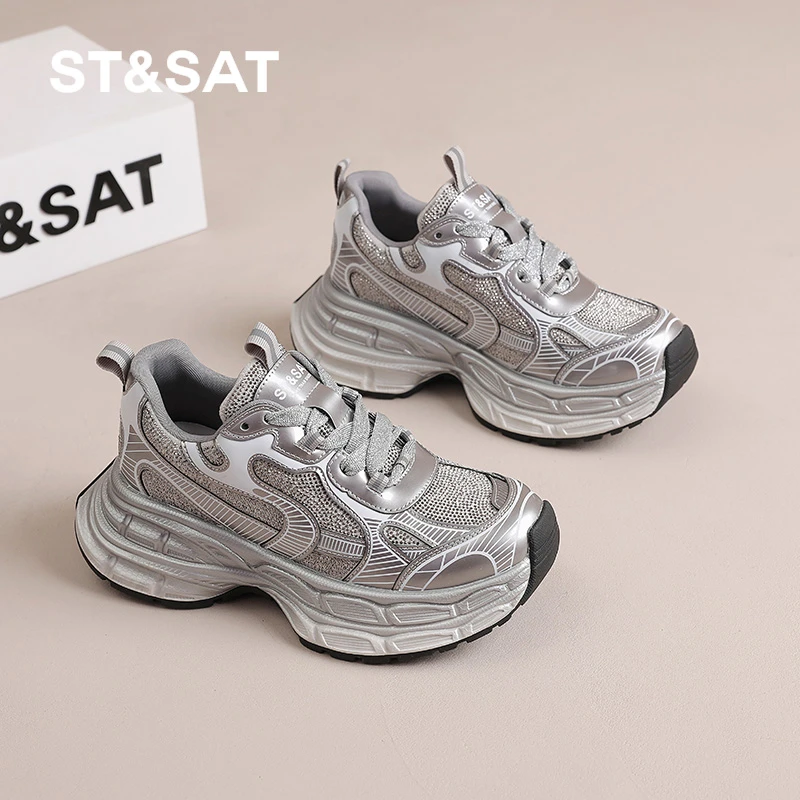 星期六老爹鞋女2025春季新款高级感百搭休闲鞋女款厚底轻便运动鞋