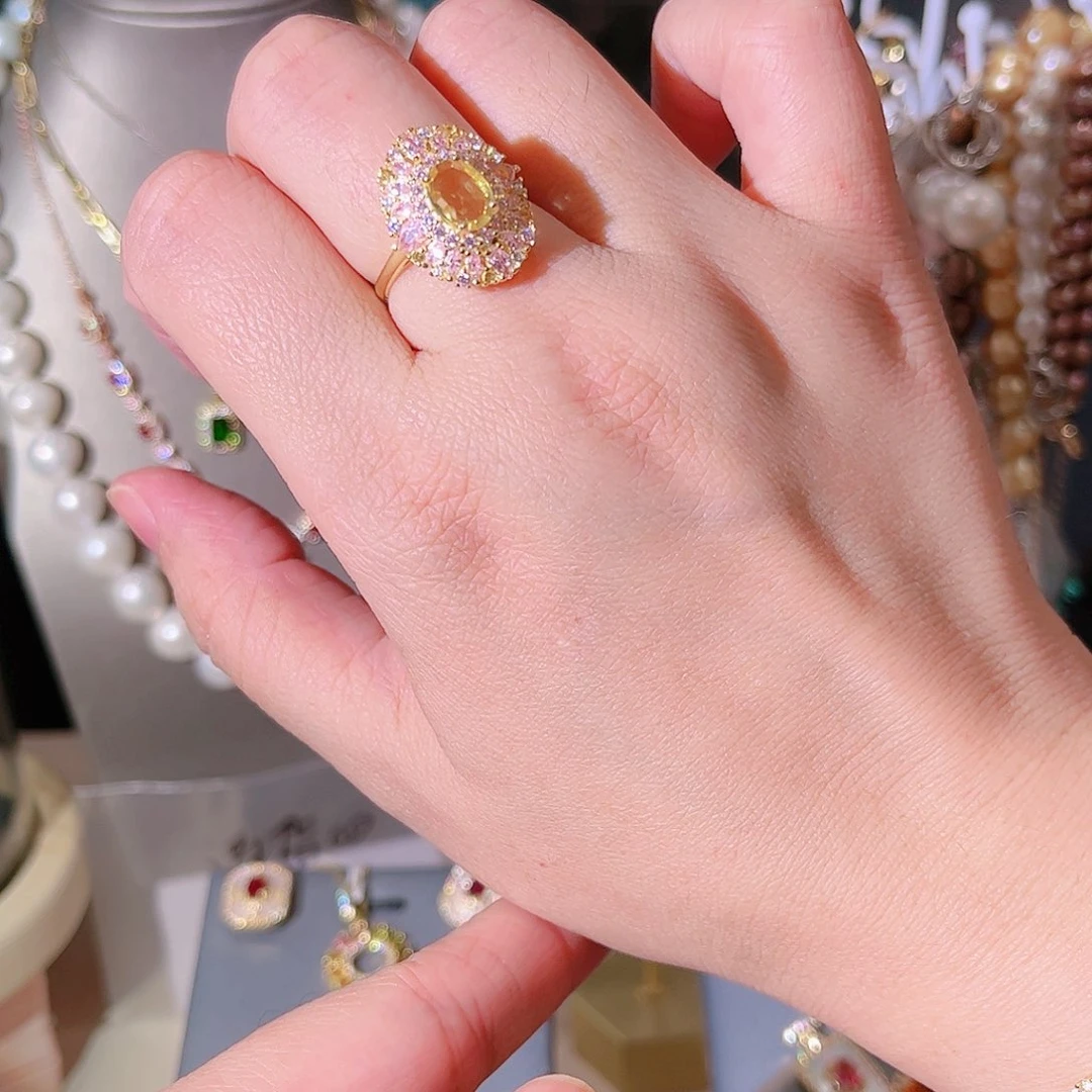 彩色蓝宝石戒指银S925镶嵌