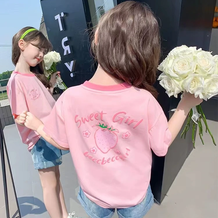 女童短袖T恤宝宝夏款T恤儿童半袖上衣女孩洋气半袖休闲衣服