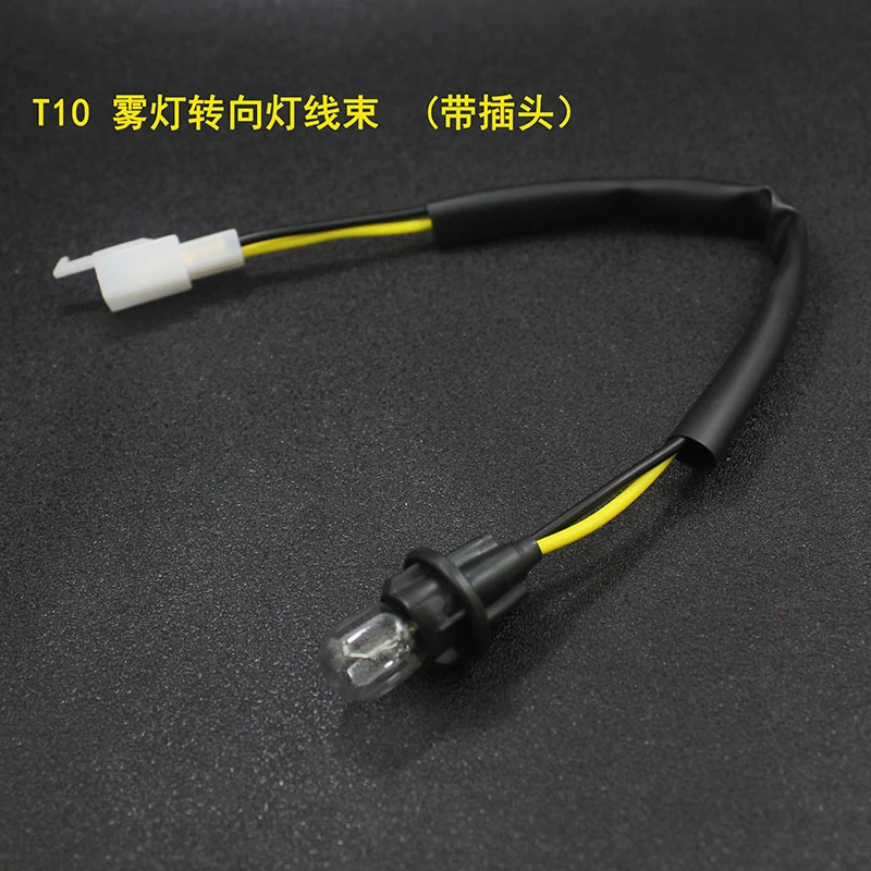 踏板摩托车T10转向灯雾灯线带插头灯座12V 3W 5W 10W