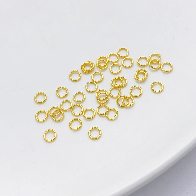 S925银镀18K金色开口圈闭口圈单圈diy手链项链连接圈首饰品配件