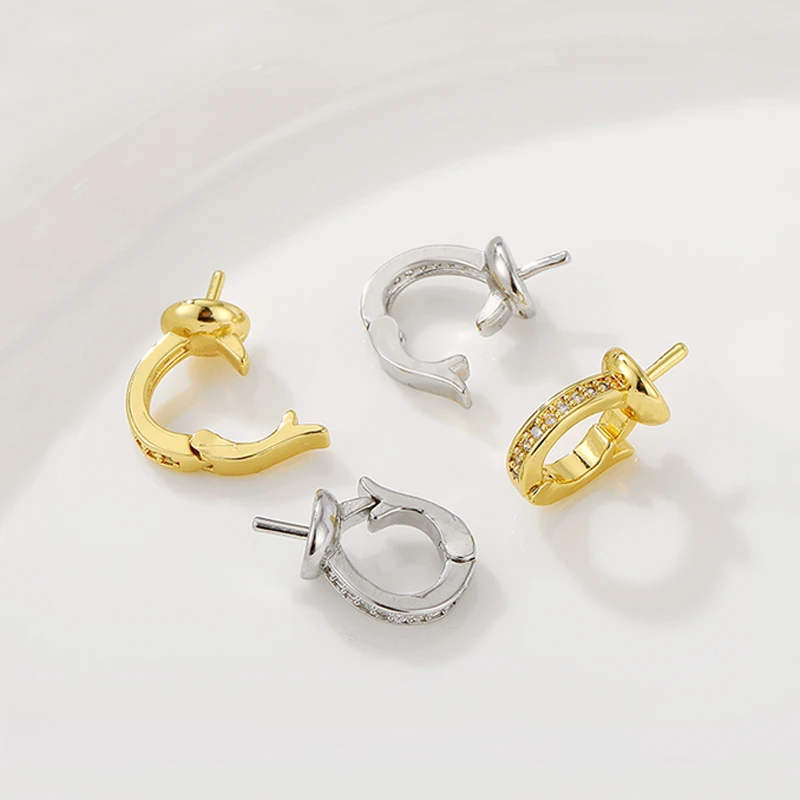 铜合金吊坠 18K包金吊坠扣半孔珠托瓜子扣diy手链项链扣头链接扣